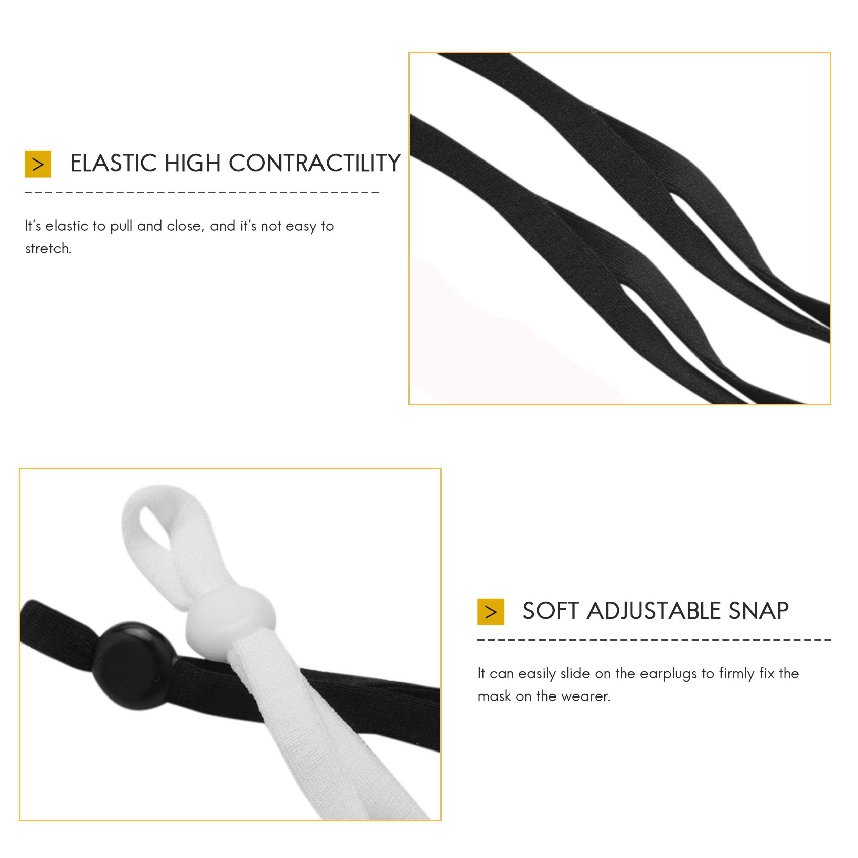 Mask Lanyard Adjustable - A27F-2000 Pièces de cordon élastique de