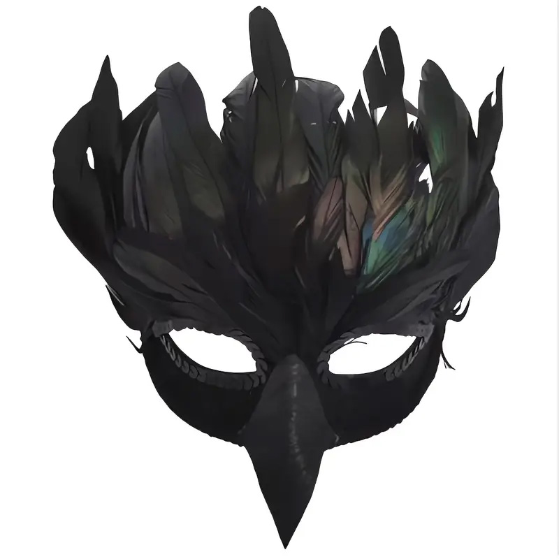 Respirator Half Face - Demi-masque facial corbeau à plumes noires,