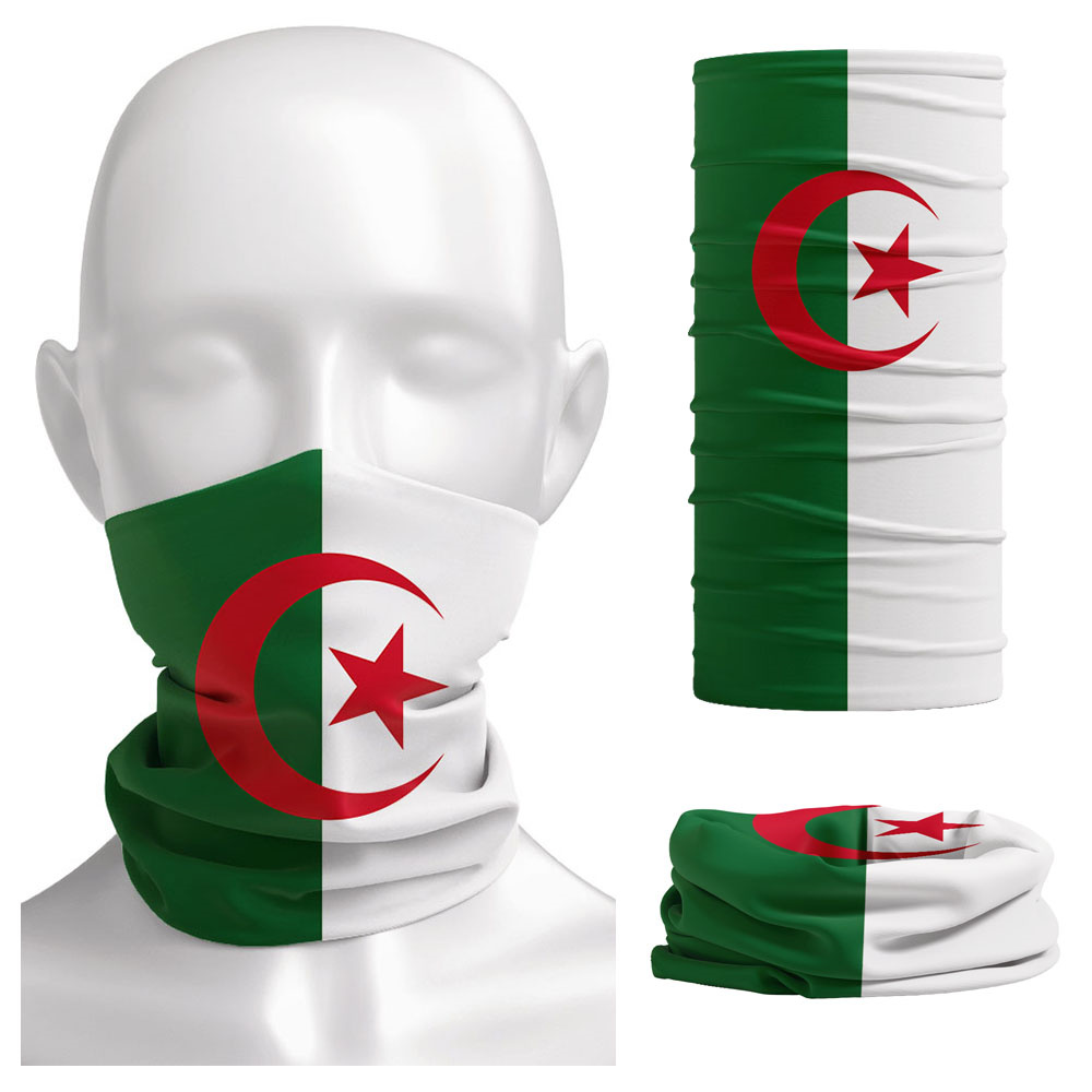 Neck Gaiter Face Cover - Couvre-chef Bandana imprimé drapeau algérie, cagoule