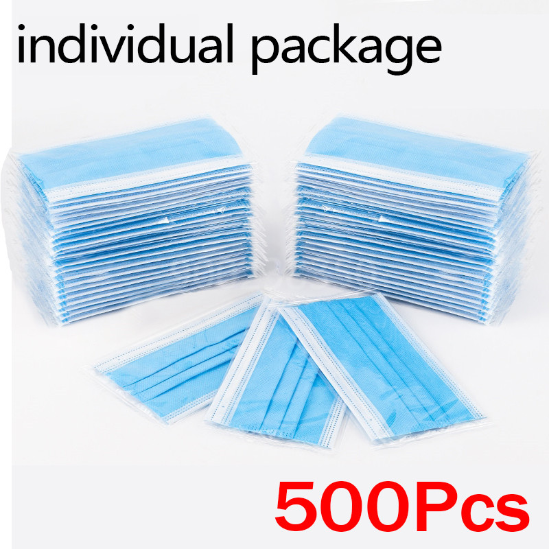 Disposable Mask Blue - 10-500 pcs Jetable Adultes Emballage individuel