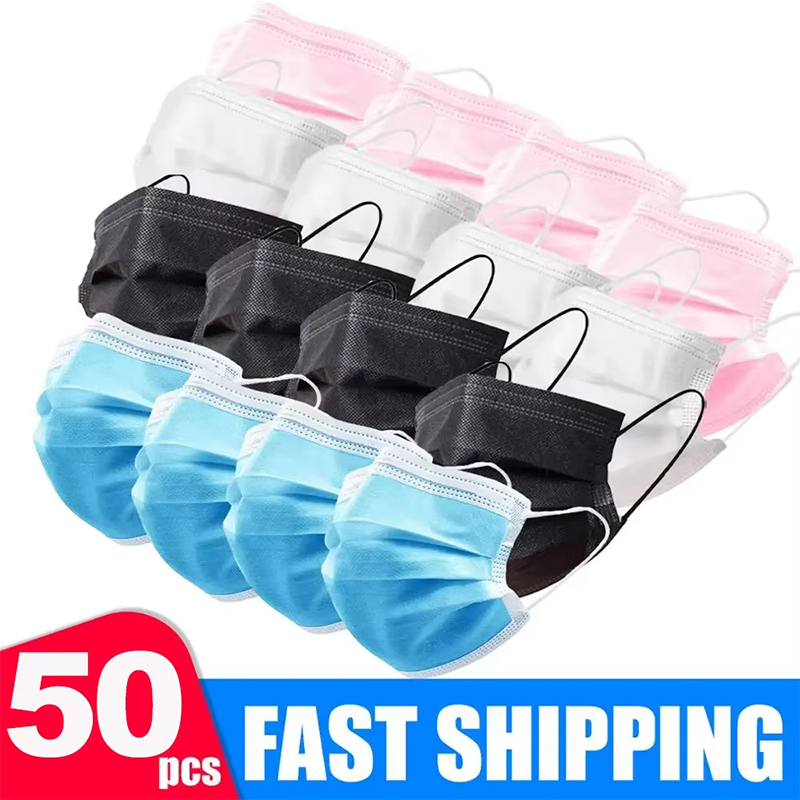 50 pièces Masque à 3 couches m - Black Face Mask Pack avis et prix